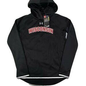 Under Armour‎ Wisconsin Badgers Hoodie Women Small Black Storm Fleece NWT